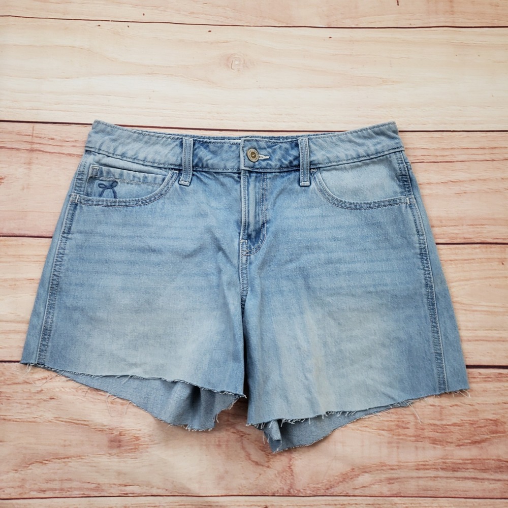 Hollister Low-Rise Baggy Jort Light Wash‎ Denim Cut Off Shorts Womens 6 W28